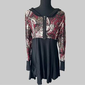 Frank Lyman  Paisley Pattern Hooded Sweater Dress Made in Canada